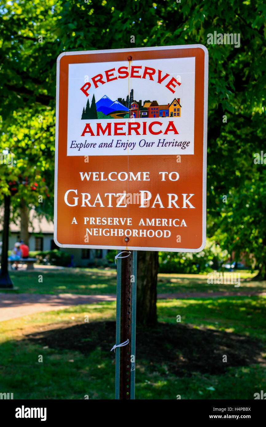 Zu wahren Amerika - Willkommen bei Gratz Park-Viertel in Lexington KY Stockfoto
