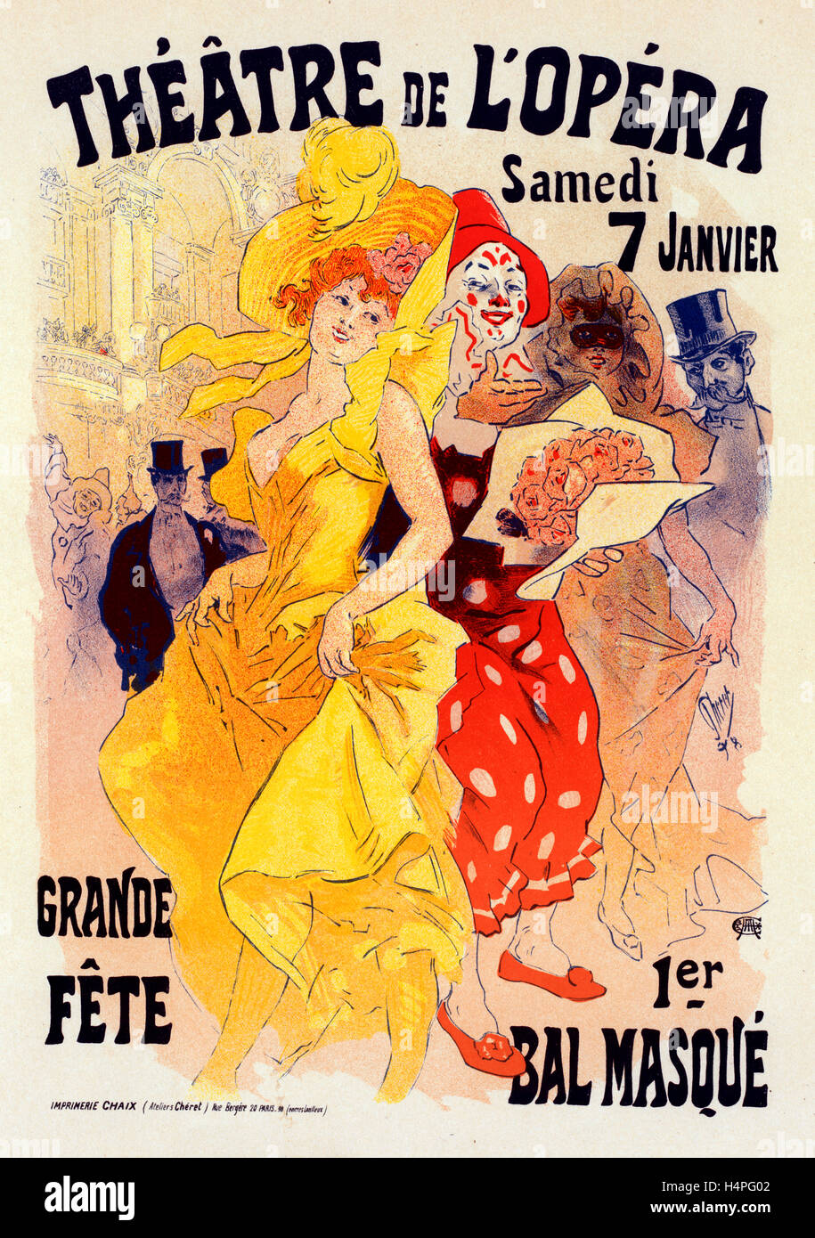 Plakat für Bals de l'Opéra de 1899. Chéret, Jules (1836 – 1932), französischer Maler und Lithograph Stockfoto