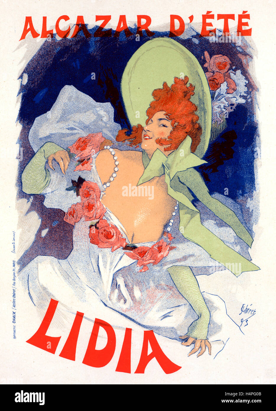 Plakat für Alcazar d'Été, Lidia. Chéret, Jules (1836 – 1932), französischer Maler und Lithograph Stockfoto