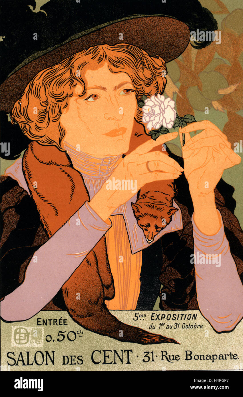 Plakat für le Salon des Cent, 5e Exposition d ' Art. Feure, Georges de (1868 – 1943), Künstler Stockfoto