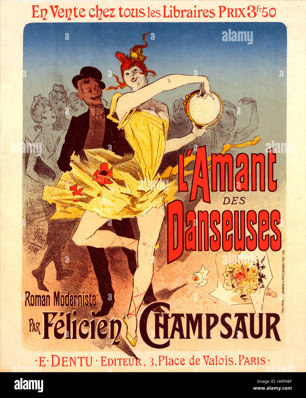 Plakat für l ' Amant des Danseuses, die Liebhaber der Tänzer, ein Roman von M. Félicien Champsaur, 1888.  Chéret, Jules (1836-1932) Stockfoto