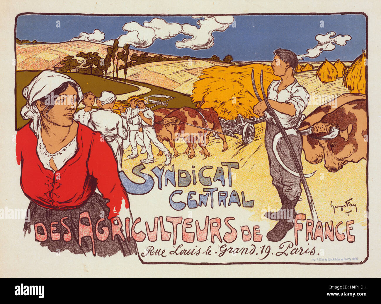 Plakat für le Syndicat Zentrale des Agriculteurs de France. Bauern aus Frankreich, Marc Louis-Georges Fay, 1871-1916 Stockfoto