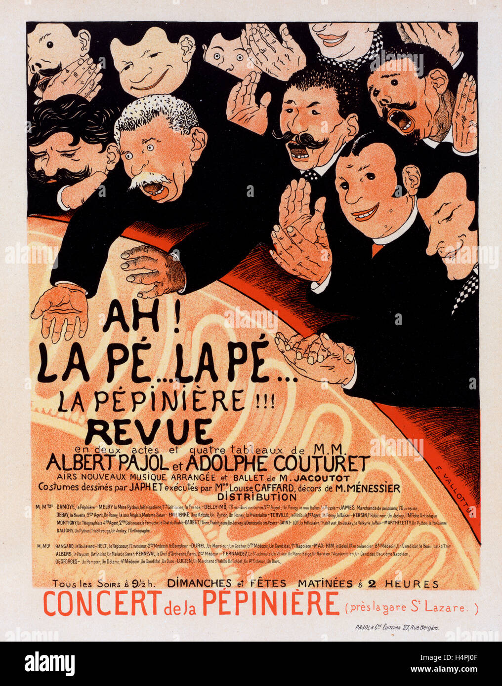 Plakat für la Revue ' Ah! La Pé... La Pé... la Pépinière ". Vallotton, Félix (1865-1925), Künstler Stockfoto