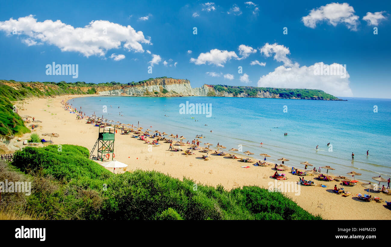 Gerakas Strand auf der Insel Zakynthos in Griechenland. Es ist ein geschützter Bereich der Nistplatz der Caretta Caretta Schildkröten. Stockfoto