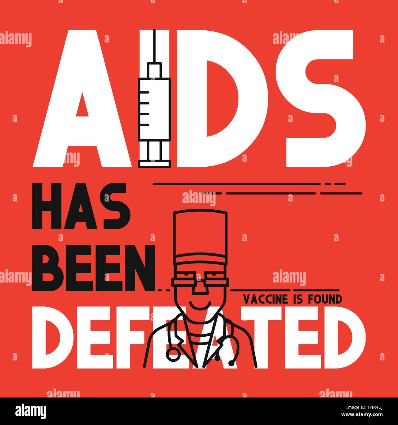 AIDS wurde besiegt. Medizinisches Konzept flach Banner. Stock Vektor