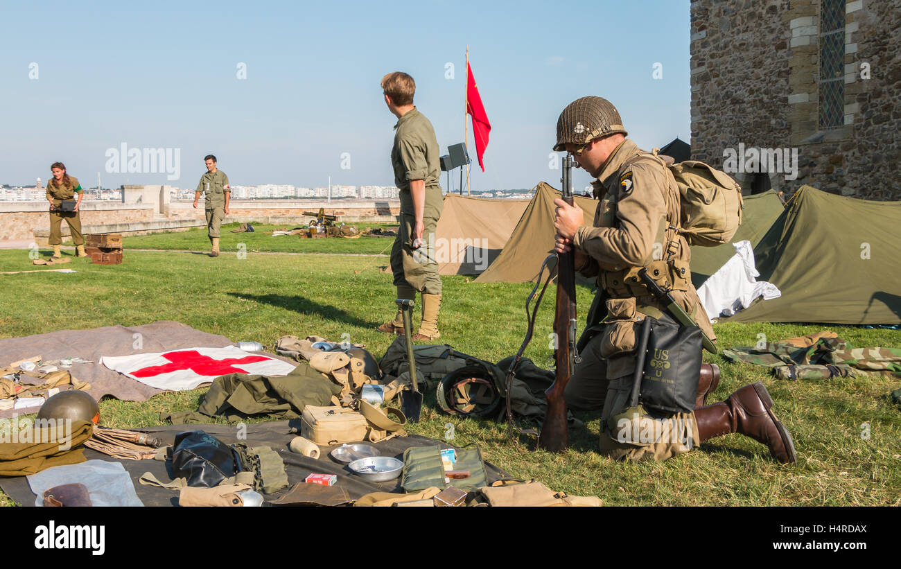 Les Sables d ' Olonne, Frankreich - 26. August 2016: Gedenken an die Befreiung des "Les Sables d 'Olonne", die am th stattfand Stockfoto