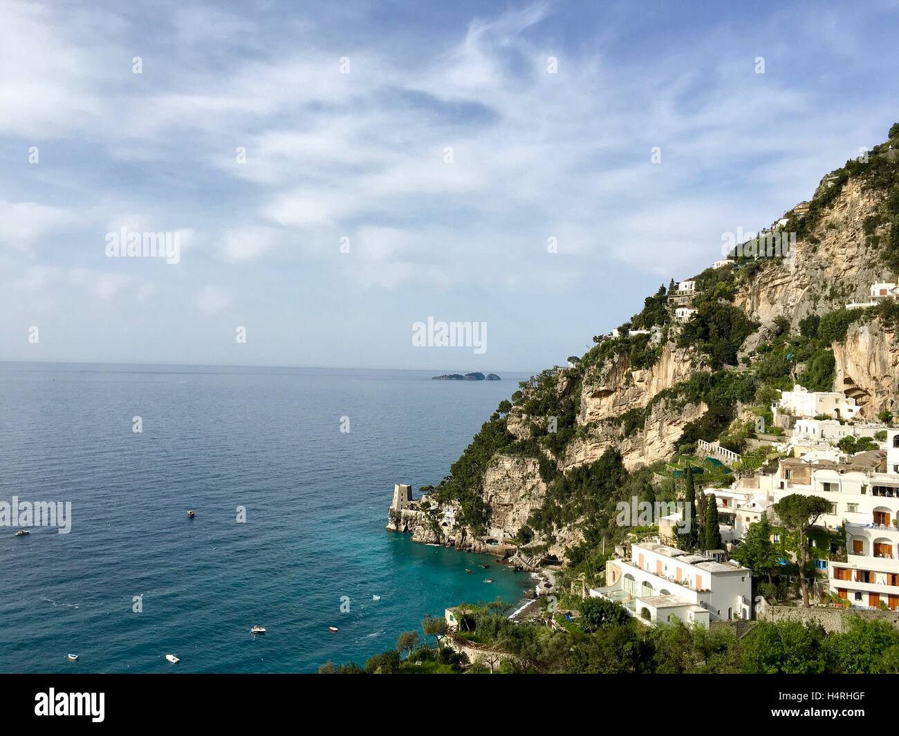 Einen schönen Blick auf die Amalfi Küste Stadt Positano, Italty Stockfoto