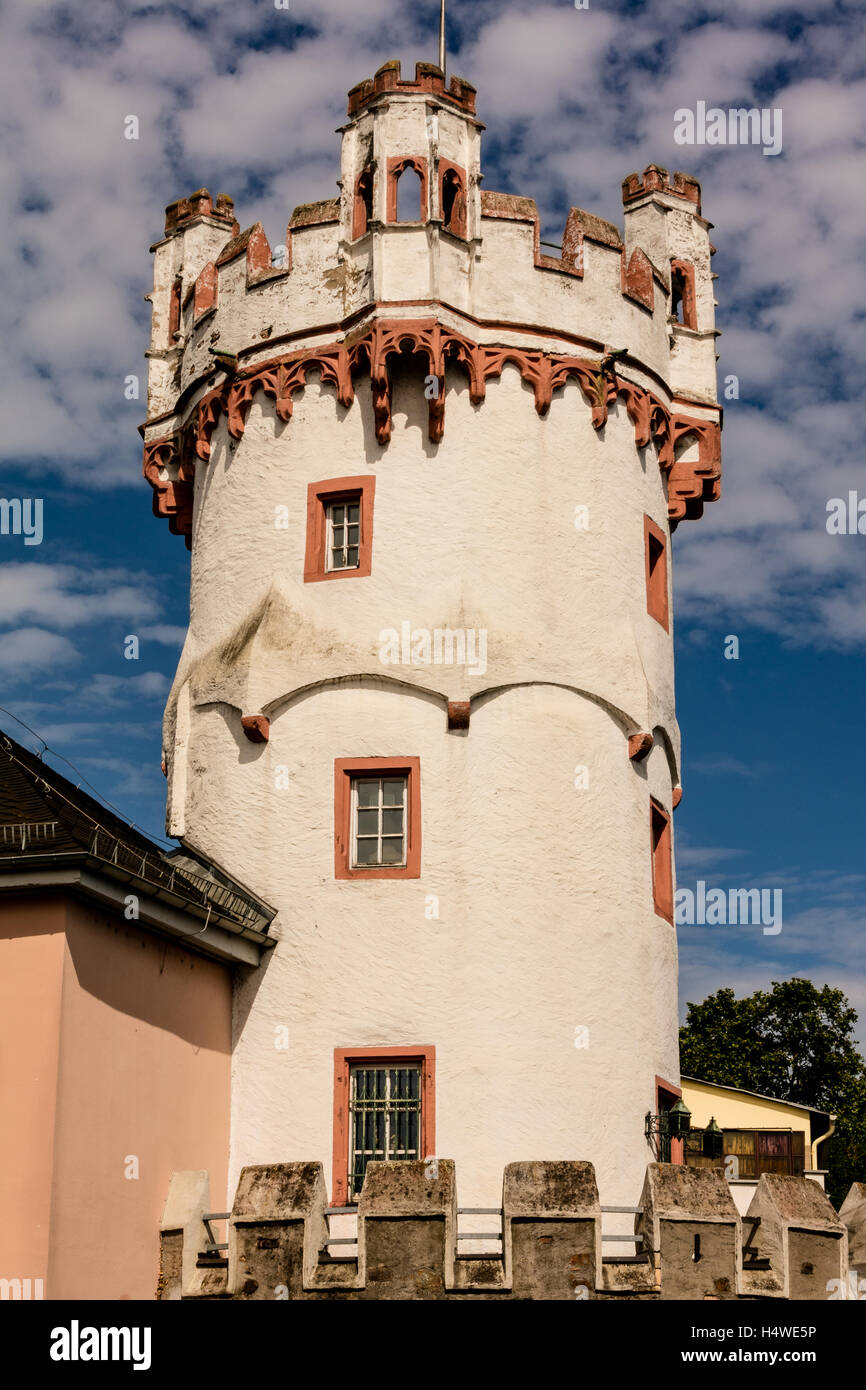 Adlerturm (Adlerturm) ist ein spätgotischer Eckturm, Rüdesheim am Rhein, Rheinschlucht, Deutschland, Europa Stockfoto