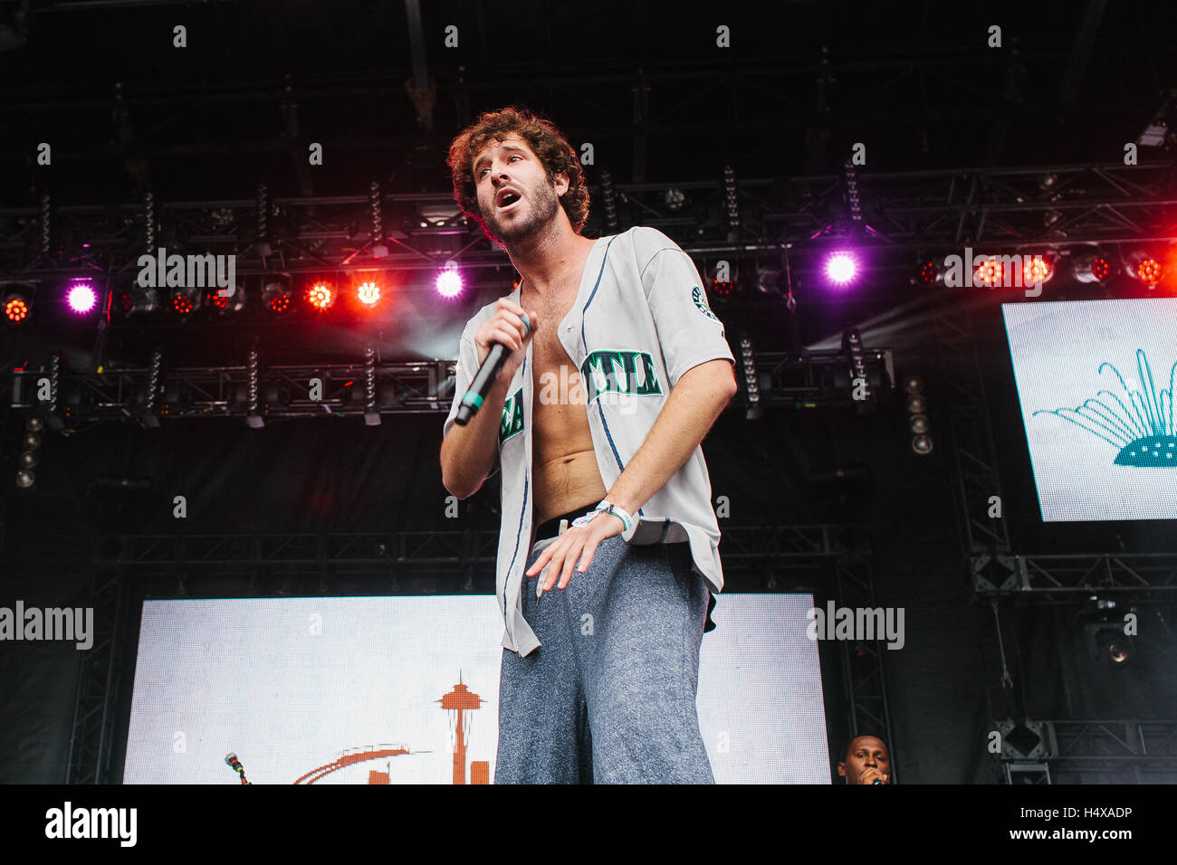 Lil Dicky führt auf Bumbershoot Festival am 5. September 2015 in Seattle, Washington. Stockfoto