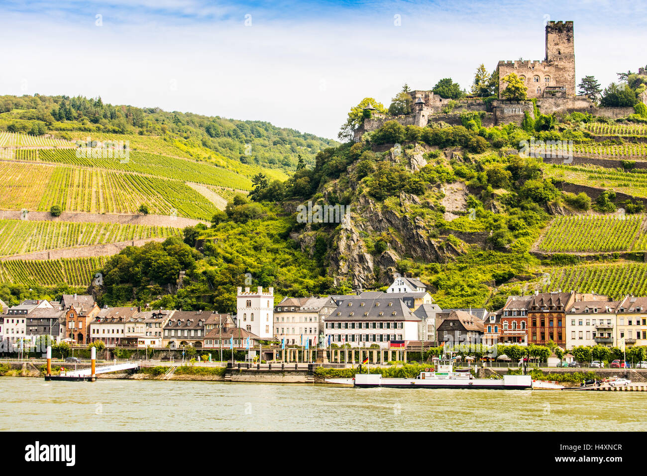 Burg Gutenfels und Hotel, Rhein Schlucht, Deutschland, Europa Stockfoto