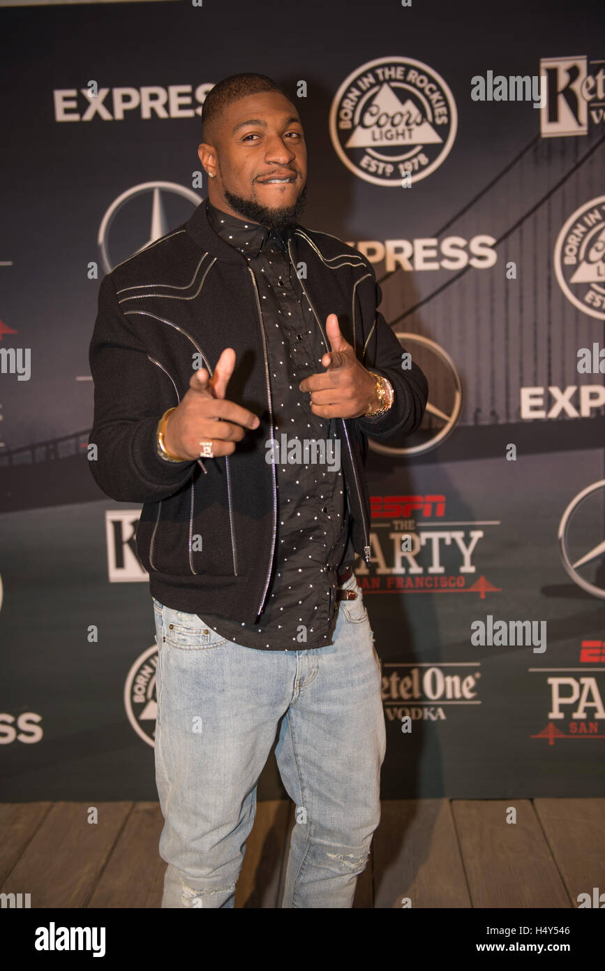 Dashon Goldson kommt bei ESPN The Party in Fort Mason im 5. Februar 2016 in San Francisco, Kalifornien Stockfoto