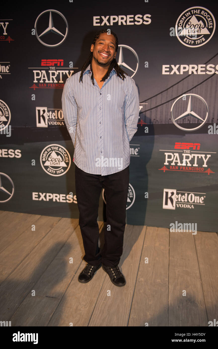 Andre Roberts kommt bei ESPN The Party in Fort Mason im 5. Februar 2016 in San Francisco, Kalifornien Stockfoto