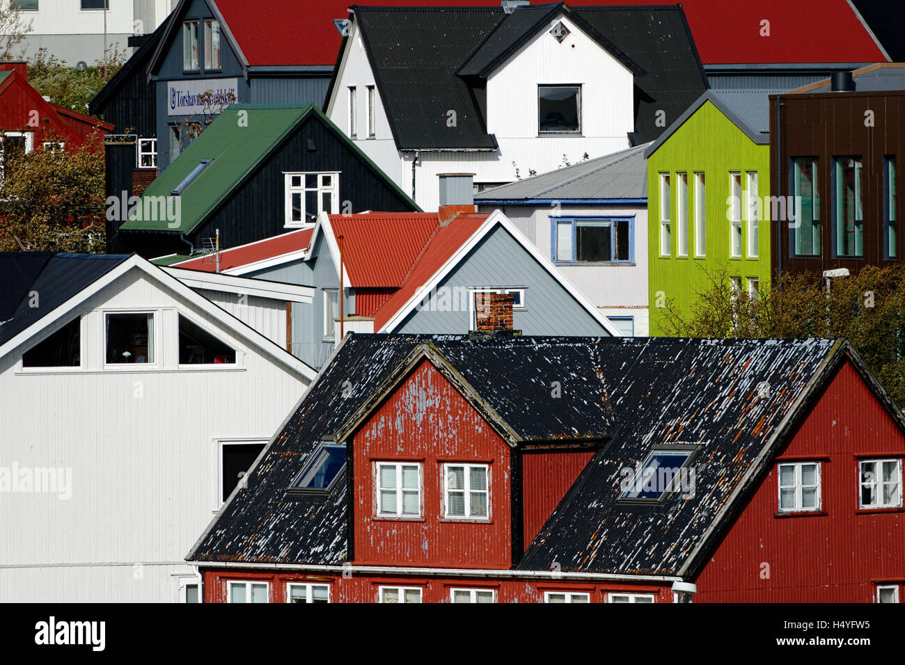 Architektur-Dächer, Tórshavn, Streymoy, Färöer-Inseln, Nordatlantik, Europa Stockfoto