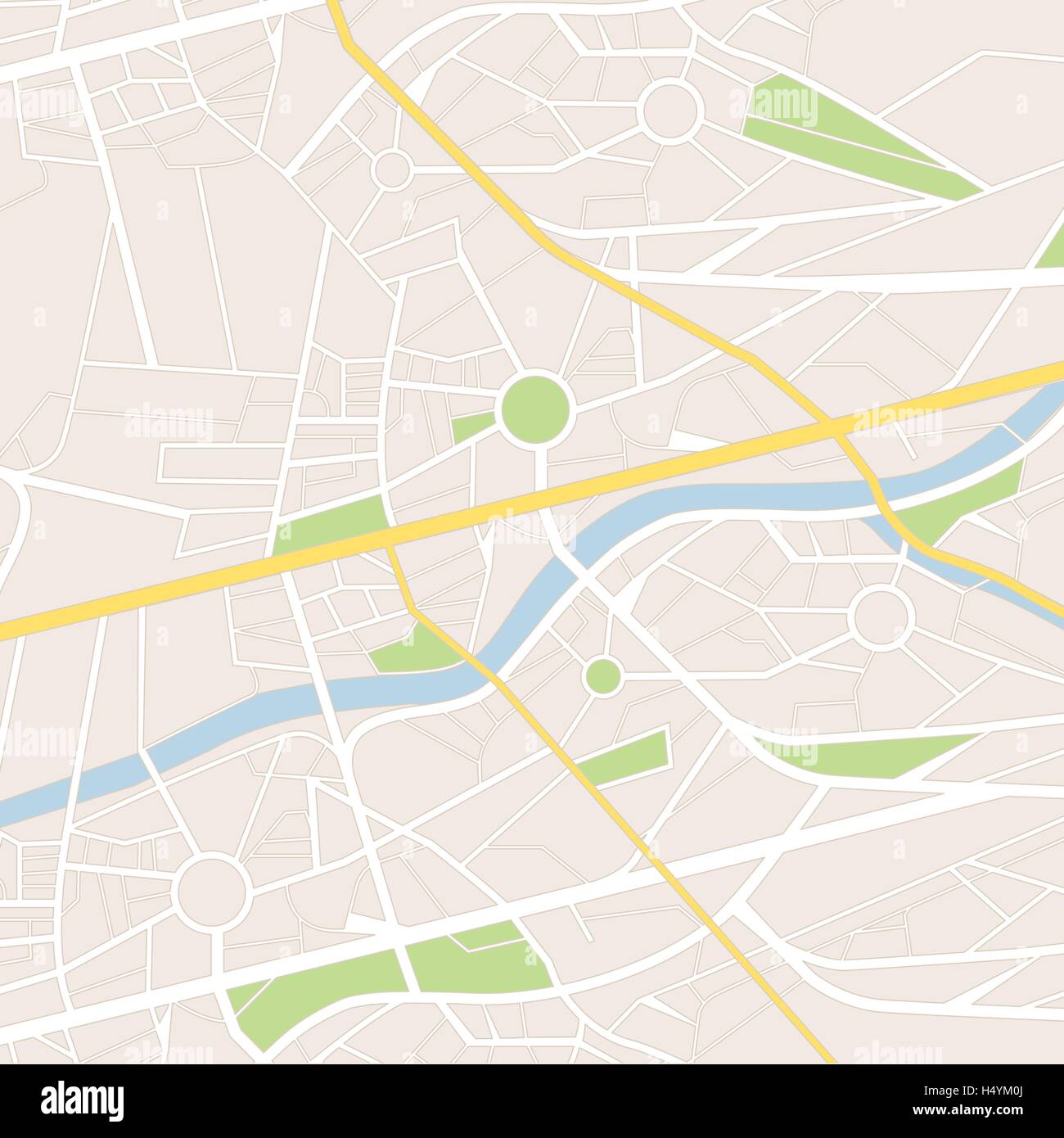 Stadtplan mit Straßen, Autobahnen und Grünflächen, Gps-Navigation-Konzept Stock Vektor