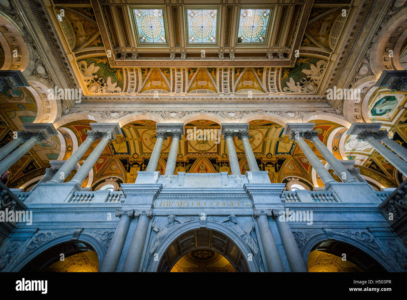 Das Innere des Gebäudes Thomas Jefferson der Library of Congress in Washington, DC. Stockfoto