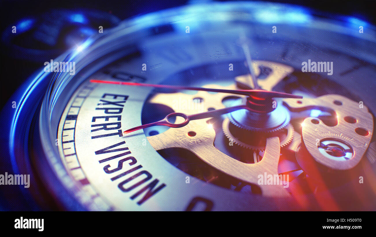 Expert Vision - Inschrift auf Taschenuhr. 3D Render. Stockfoto