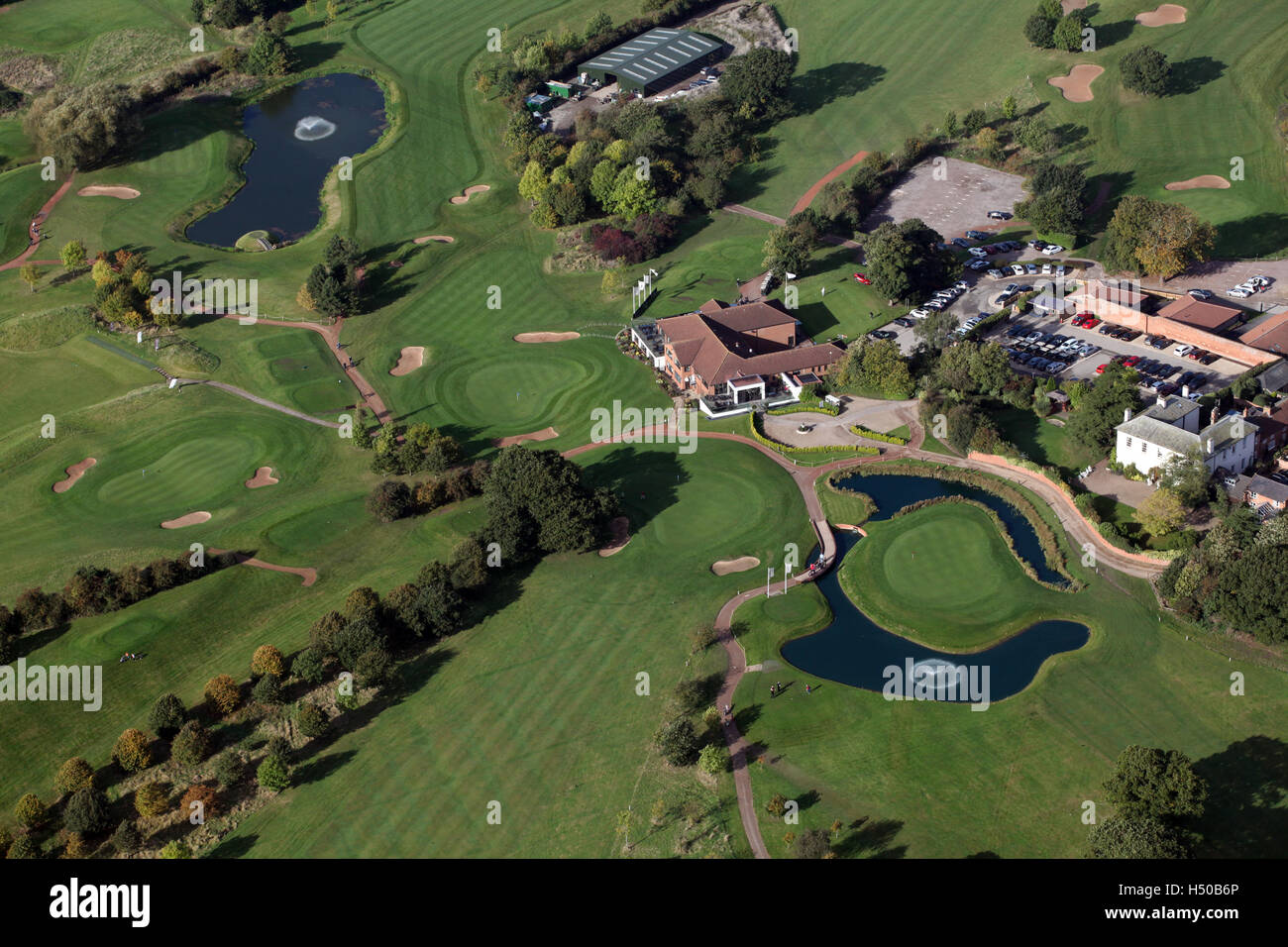 Luftaufnahme von Nottinghamshire Golf & Country Club, Großbritannien Stockfoto