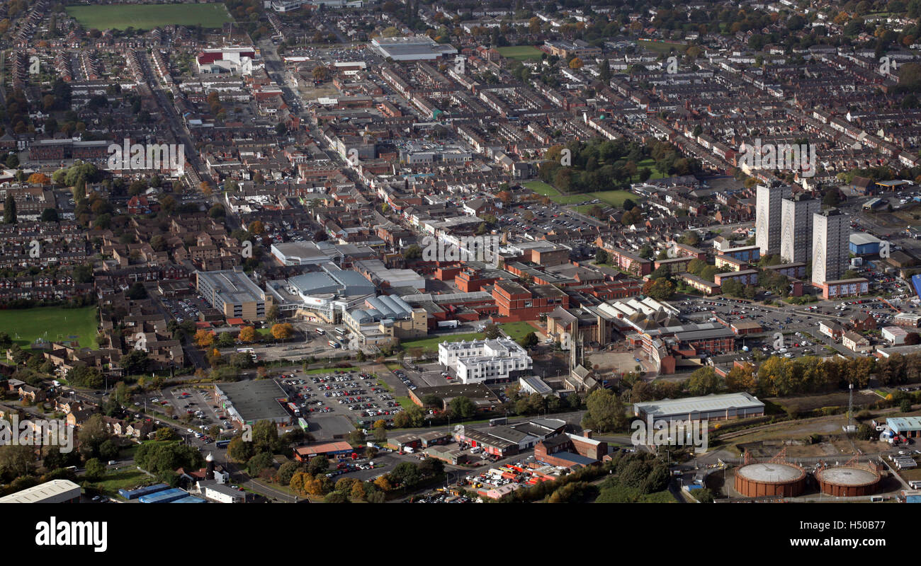 Luftaufnahme des Stadtzentrums Scunthorpe, Lincolnshire, UK Stockfoto