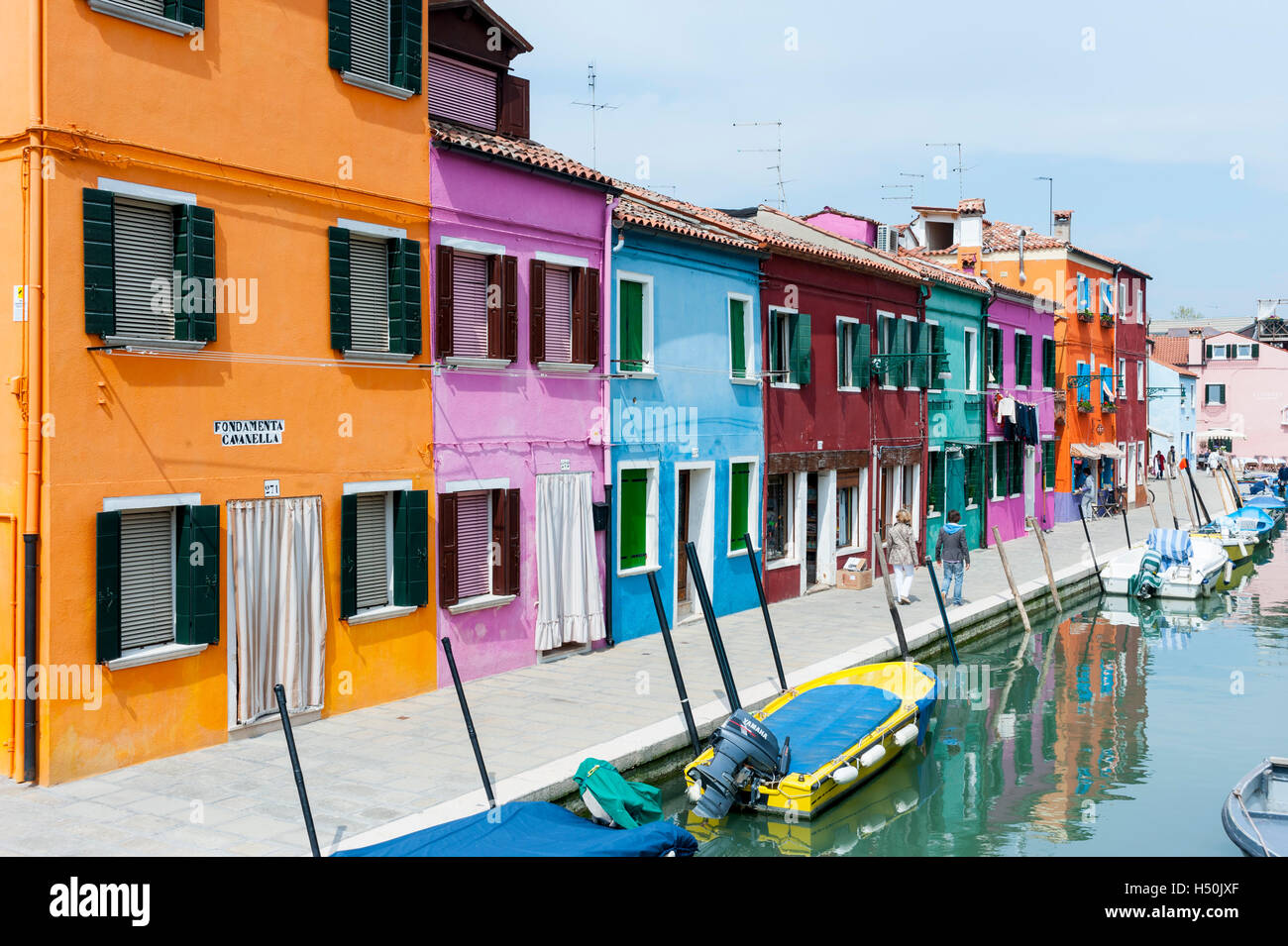 Bunte Häuser in Burano, Venedig, Italien Stockfoto