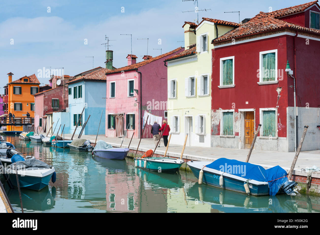 Bunte Häuser in Burano, Venedig, Italien Stockfoto