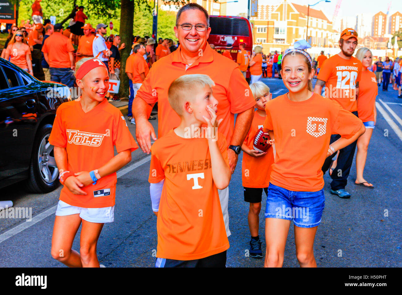 Familie der University of Tennessee Vols Unterstützer bei Fußballspiel in Knoxville TN Stockfoto