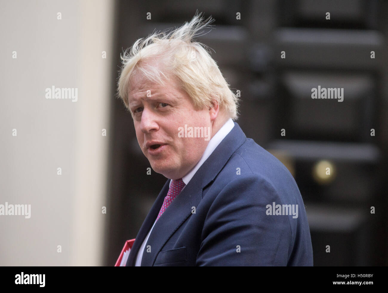 Boris Johnson, Außenminister und MP für Uxbridge und South Ruislip, bei Nummer 10 Downing Street für eine Kabinettssitzung Stockfoto