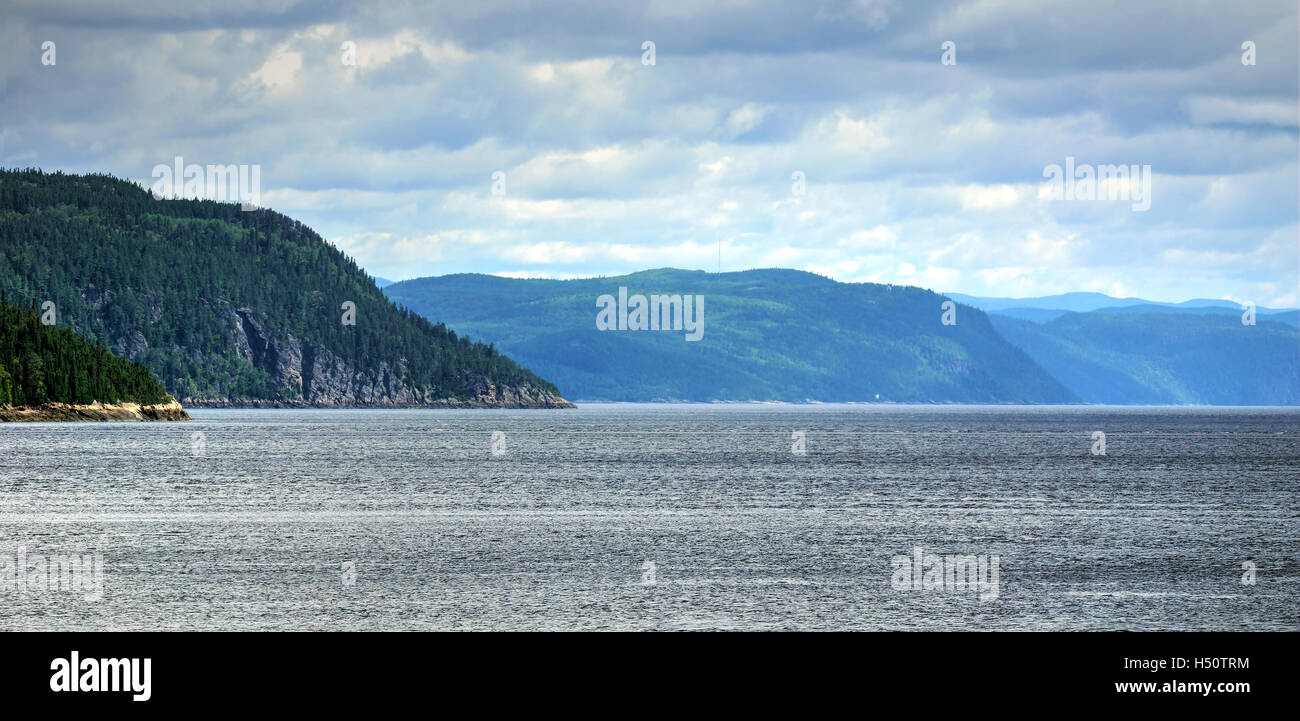 Panorama des Saguenay Fjord, Quebec Stockfoto