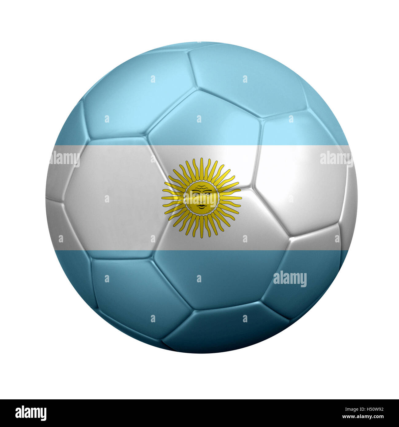 3D-Rendering Fußball in Argentinien Nationalflagge gehüllt. Isolated on White. Stockfoto