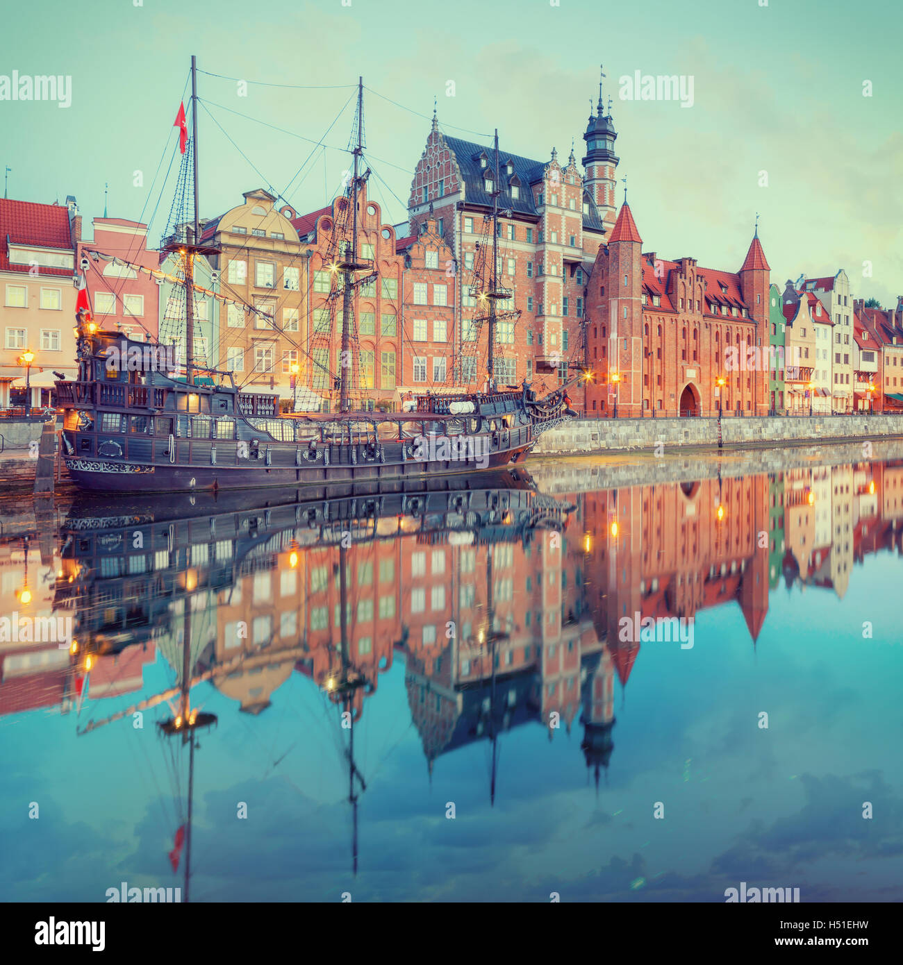 Zentralen Kai von Danzig, Polen Stockfoto