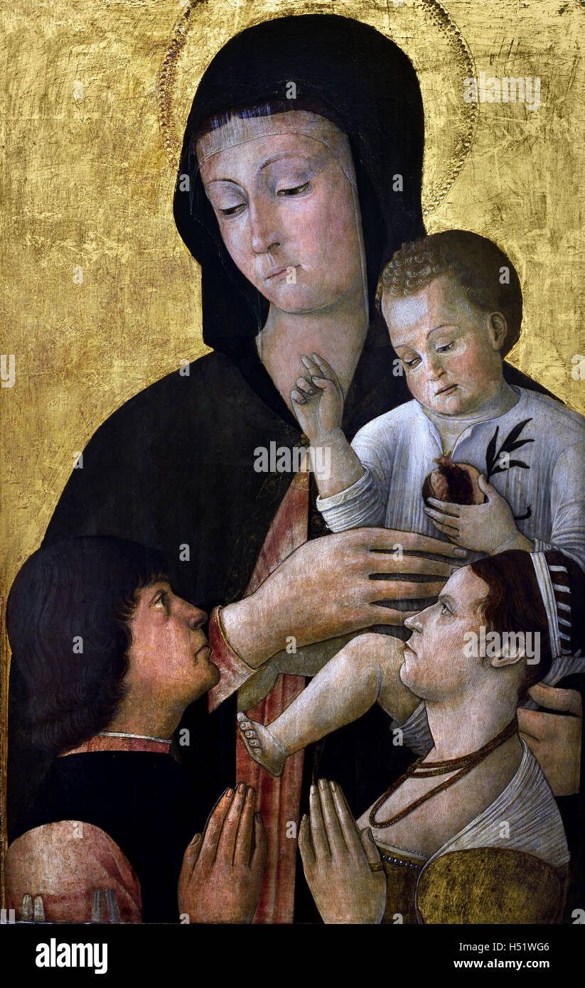 Maria mit dem Kinde und ein paar Spender um 1460 Gentile Bellini (1430-1507 Venedig) Maler Italien Italian15th Jahrhundert Stockfoto