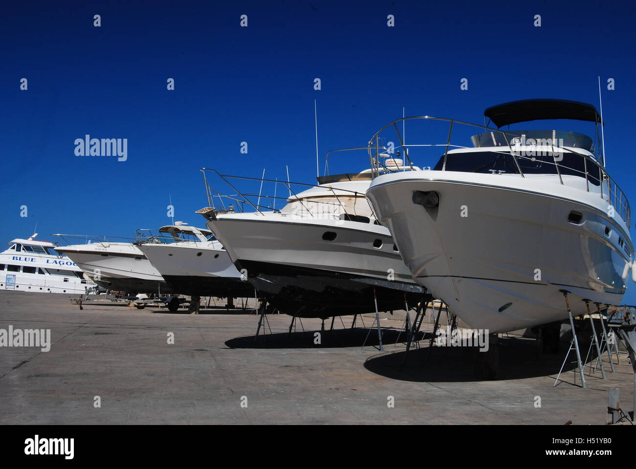 Motorboote in Zypern Stockfoto