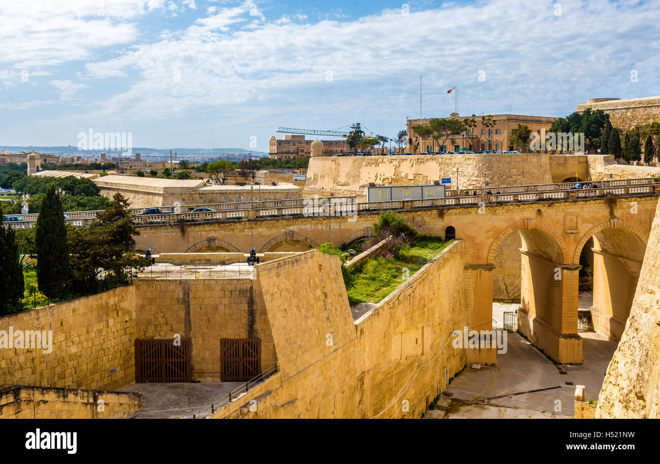 Ansicht der Befestigungsanlagen von Valletta - Malta Stockfoto