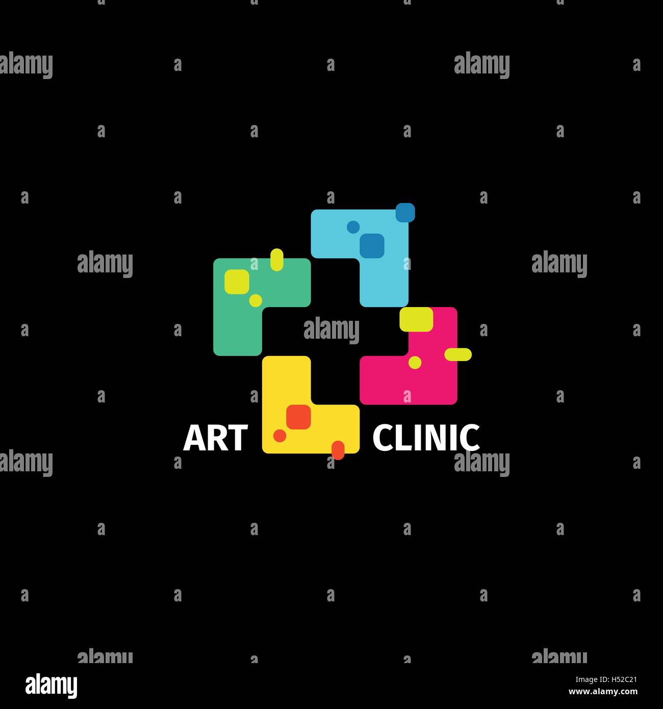 Isolierte abstrakt bunt Kreuz Logo. Medizinische Logo. Krankenwagen, Krankenhaus, Klinik-Symbol. Geometrische Form Mosaikfliese. Religiöses Zeichen. Arithmetik und Symbol. Vektor-Kreuz Abbildung. Stock Vektor