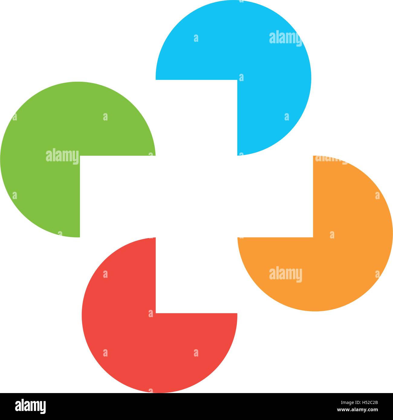 Isolierte abstrakt bunt Kreuz Runde medizinisches Logo. Religiöses Zeichen. Büro-Emblem des Arztes. Krankenwagen-Label. Erste-Hilfe-Symbol. Plus -Taste. Vektor-Kreuz Abbildung. Stock Vektor