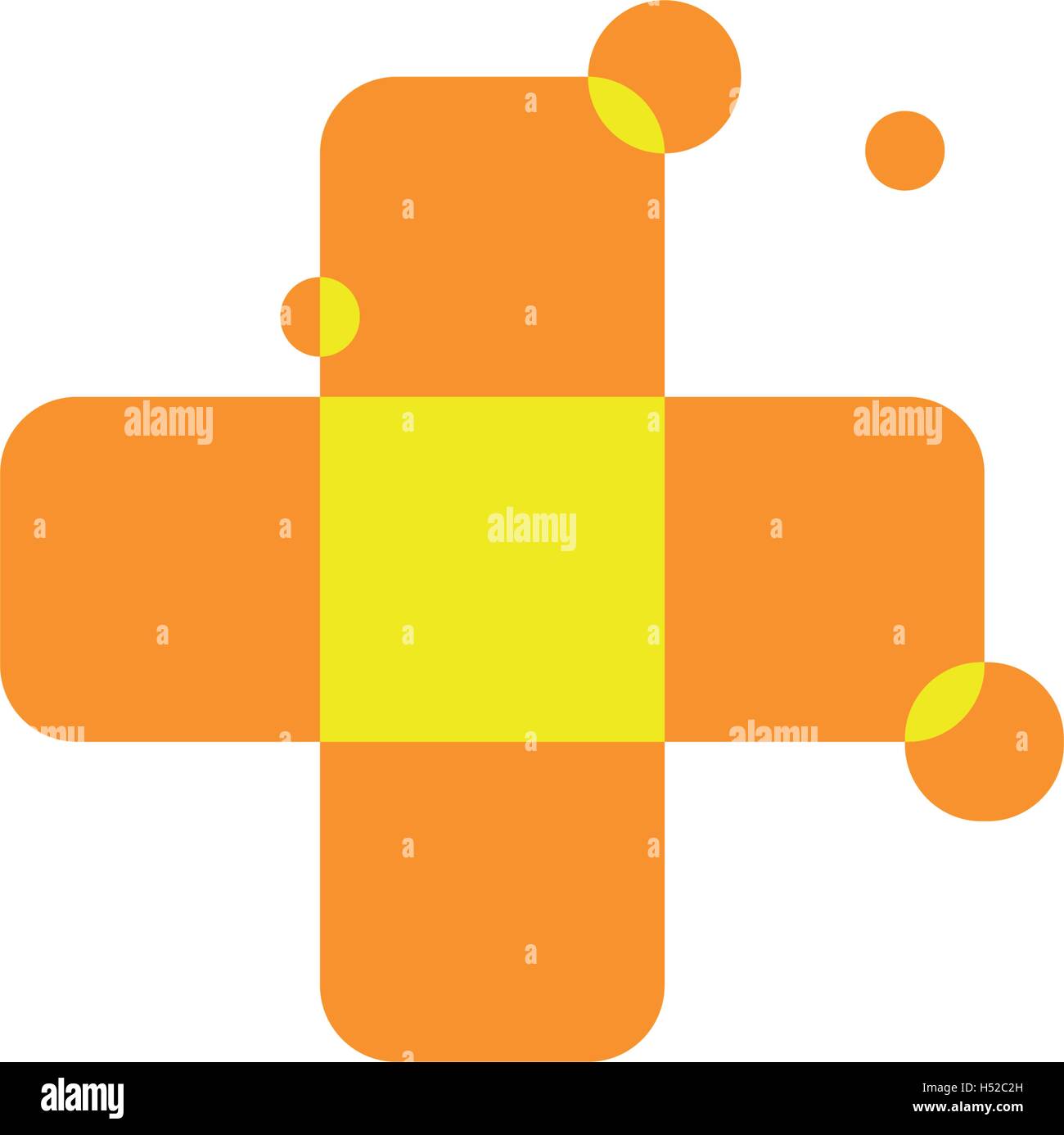 Isolierte abstrakte Farbe orange cross Logo. Medizinische Logo. Krankenwagen, Krankenhaus, Klinik-Symbol. Geometrische Form Mosaikfliese. Religiöses Zeichen. Arithmetik und Symbol. Vektor-Kreuz Abbildung. Stock Vektor