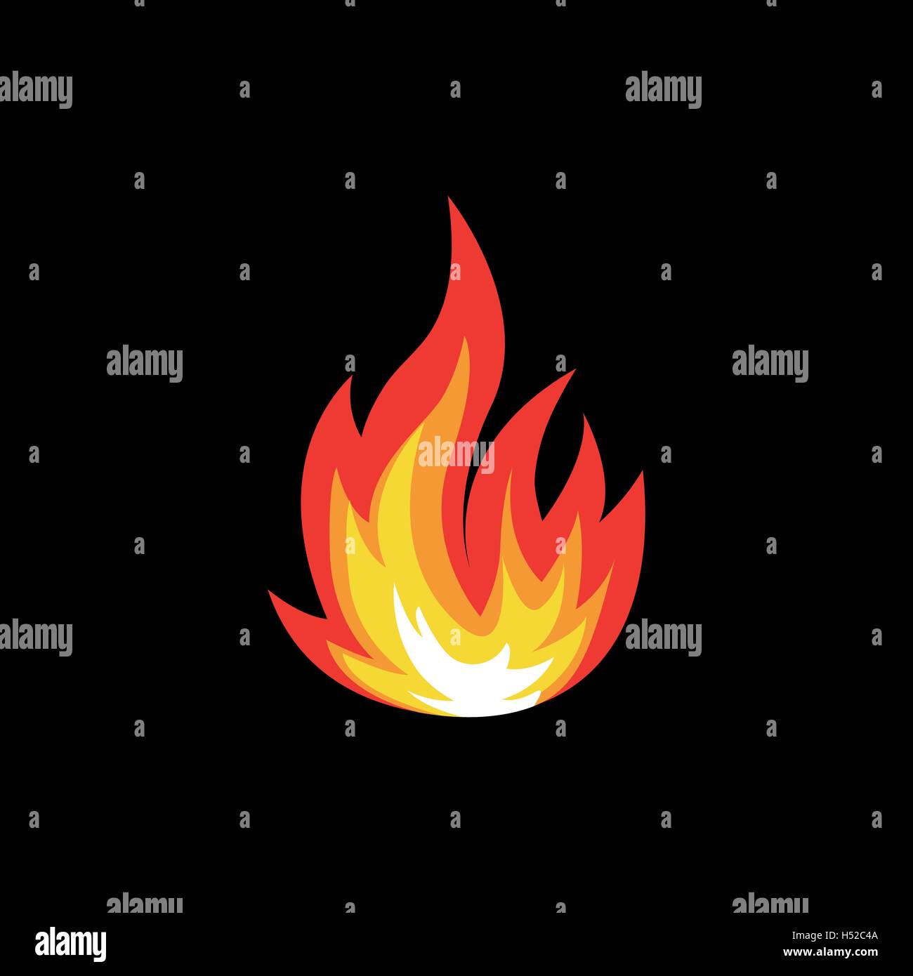 Abstrakt rot-orange Farbe Feuer Flamme Logo auf weißem Hintergrund isoliert. Lagerfeuer-Logo. Scharfes Essen-Symbol. Hitze-Symbol. Heiße Energie Zeichen. Vektor-Illustration. Stock Vektor