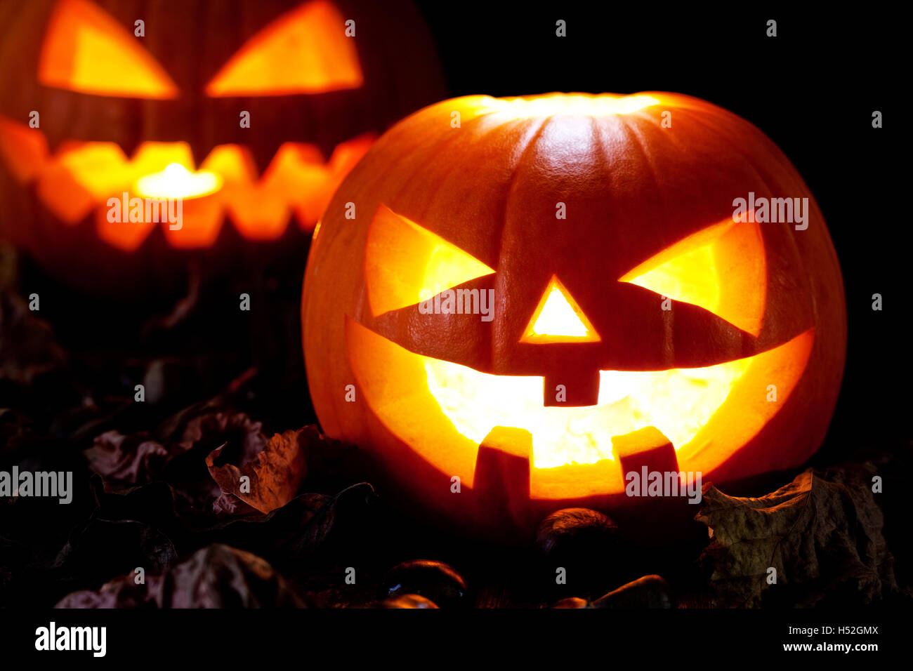 Halloween Kürbis-Kerze Licht Stockfoto