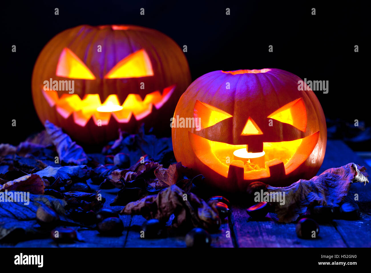 Halloween Kürbis-Kerze Licht Stockfoto