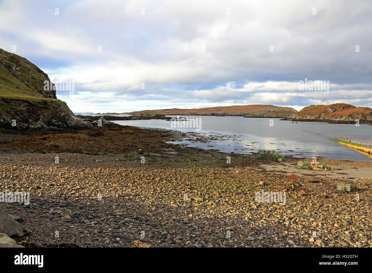 Tarbet Steg in Sutherland Schottland mit Handa Insel im Hintergrund Stockfoto