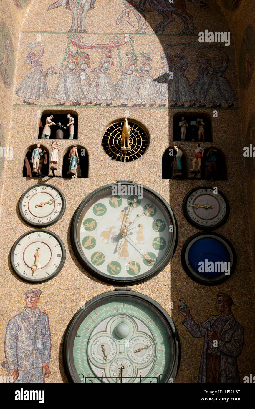 Astronomische Uhr tanzen Figuren - Olomouc - Tschechische Republik Stockfoto