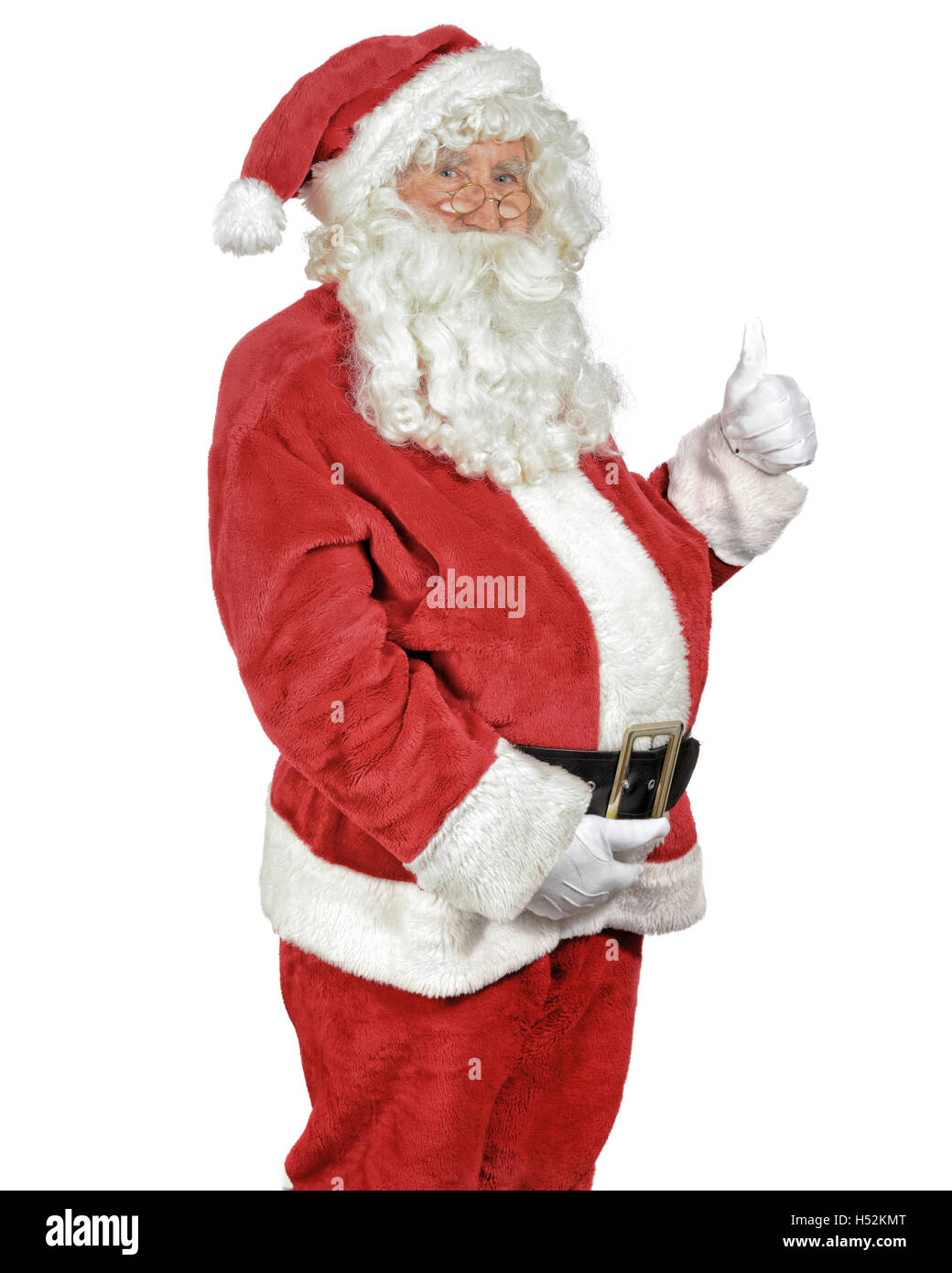 Santa Claus geben den Daumen nach oben Zeichen Stockfoto