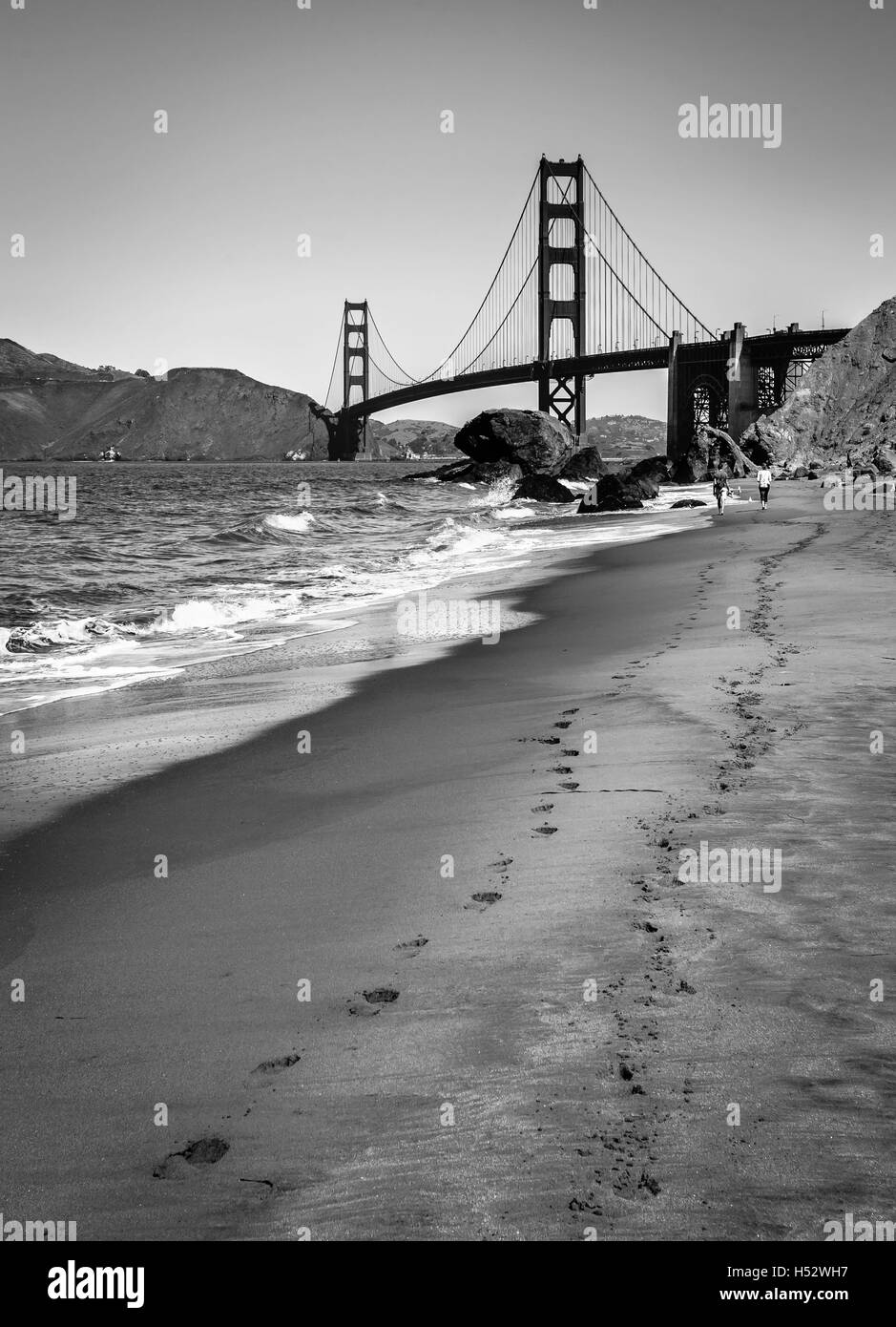 Spuren am Strand Stockfoto
