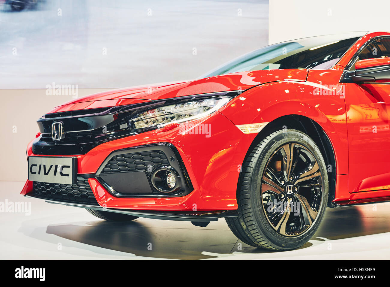 Paris, Frankreich - September 29, 2016:2016 Honda Civic Hatchback präsentiert auf der Paris Motor Show in der Porte de Versailles Stockfoto