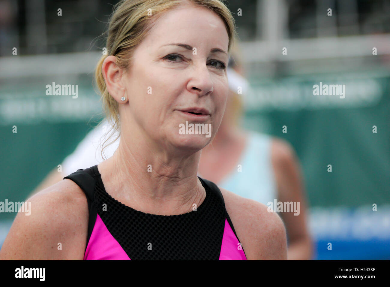 Chris Evert am 22. November 2015 bei der Chris Evert pro-Promi Tennis Classic im Delray Beach Tennis Center in Delray Beach, Florida Stockfoto