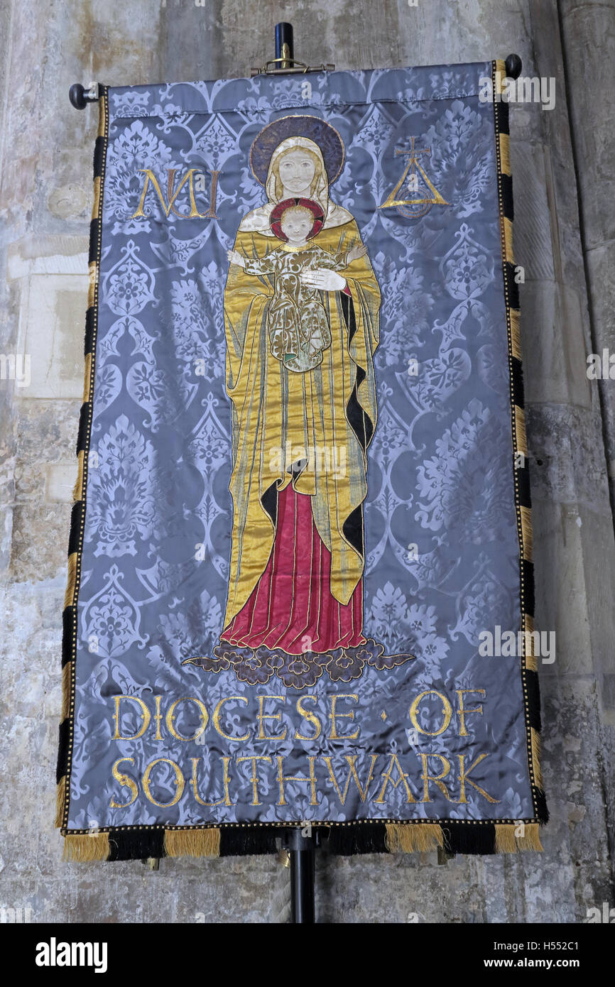 Diözese von Southwark, Mothers Union Banner, London Bridge, England, Vereinigtes Königreich, SA1 9DA Stockfoto
