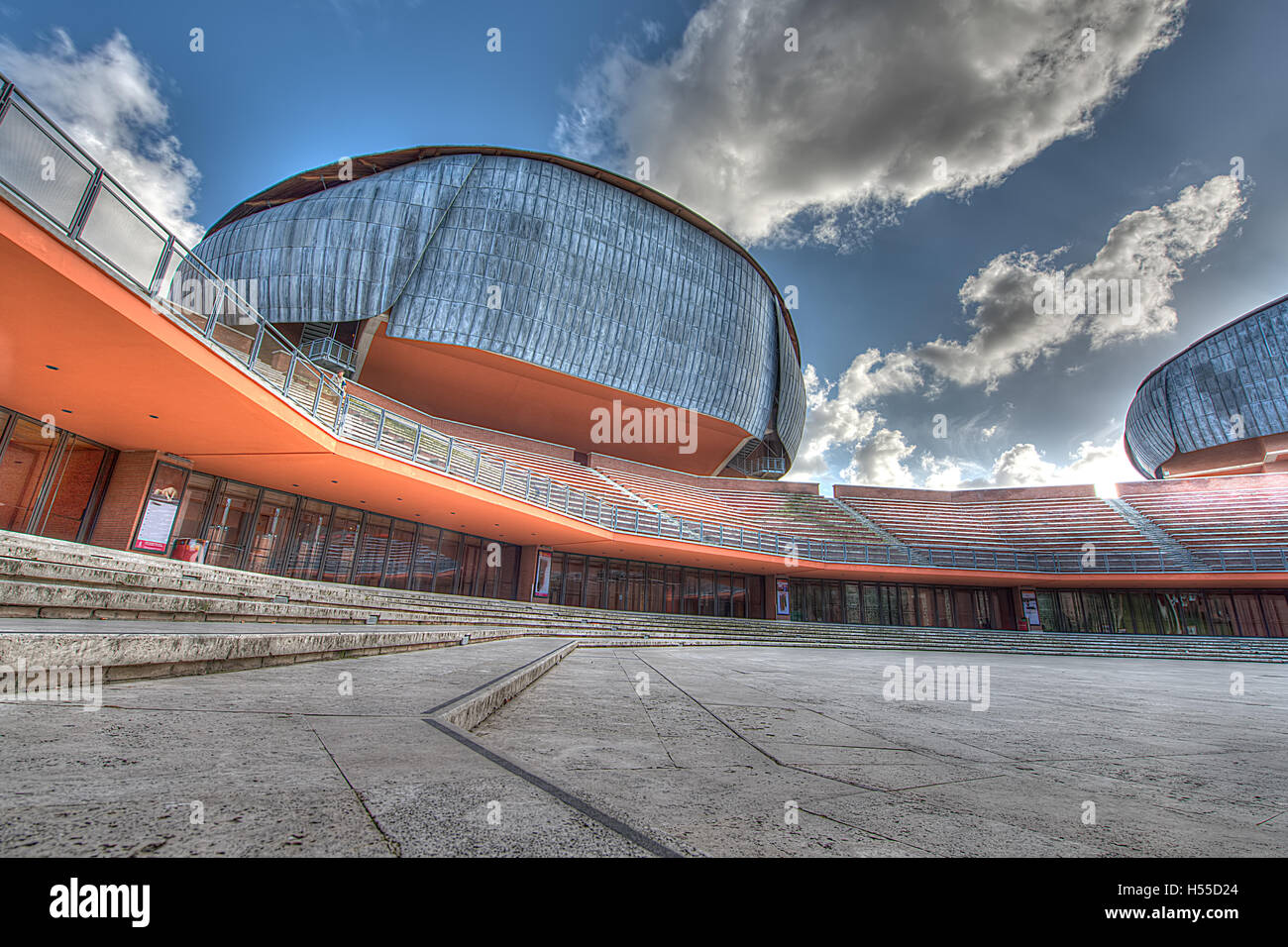 19. März 2014: Auditorium Parco della Musica in Rom. Parco della Musica wurde vom italienischen Architekten Renzo Piano entworfen. Stockfoto