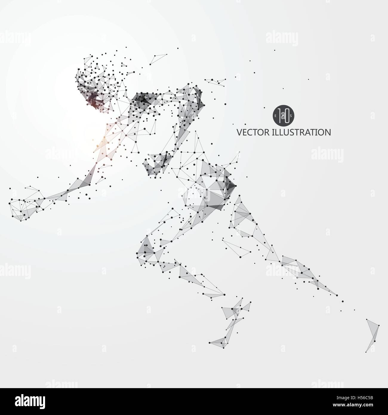 Laufende Mann, Punkte, Linien und Form, Vektor-Illustration verbunden. Stock Vektor