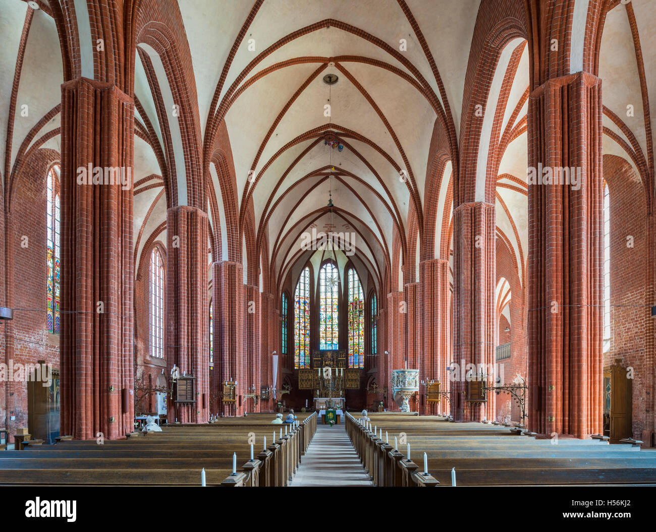 Gotische Pfarrkirche St. Johannes, Indoors, hanseatische Stadt Werben, Sachsen-Anhalt, Deutschland Stockfoto