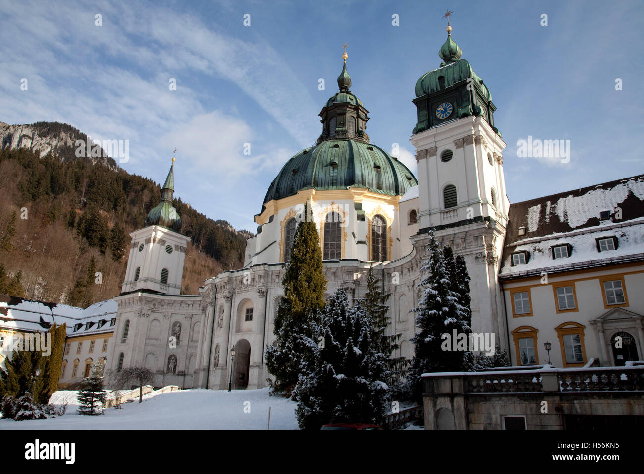 Abteikirche, Benediktiner-Kloster, Kloster Ettal, Bayern, Oberbayern Stockfoto