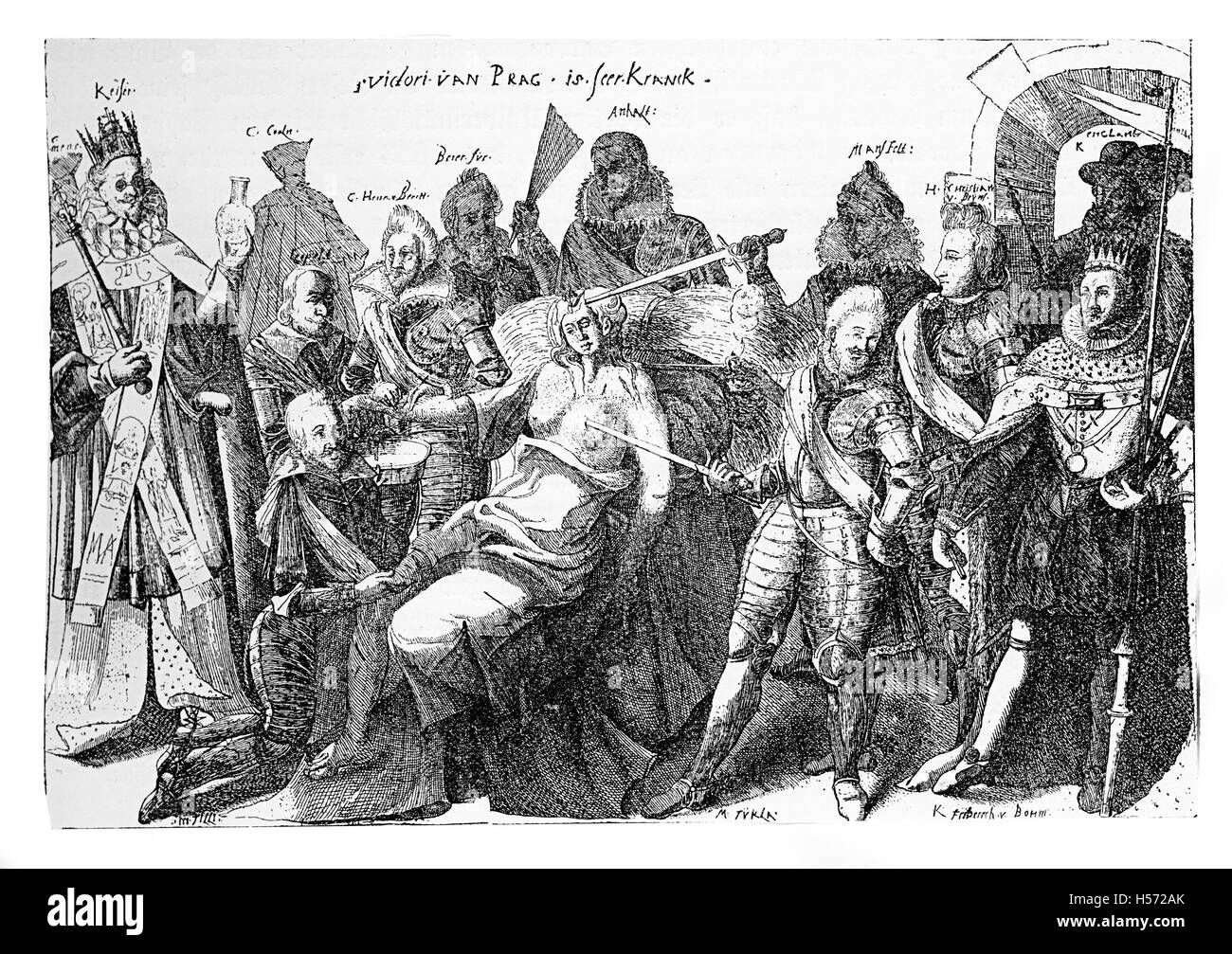 Satirischer Flyer über deutsches Reich Situation während des Dreißigjährigen Krieges Stockfoto